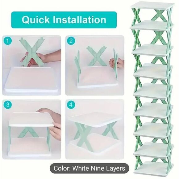 9 tier plastic folding shoe rack - Picture 1 of 4